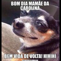 BOM DIA MAMÃE DA CAROLINABEM VIDA DE VOLTA! HIHIHI