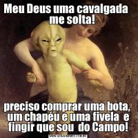 Meu Deus uma cavalgada       me solta!preciso comprar uma bota,  um chapéu e uma fivela  e fingir que sou  do Campo!