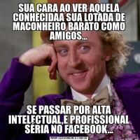 SUA CARA AO VER AQUELA CONHECIDAA SUA LOTADA DE MACONHEIRO BARATO COMO AMIGOS...SE PASSAR POR ALTA INTELECTUAL,E PROFISSIONAL SÉRIA NO FACEBOOK...