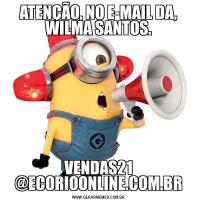 ATENÇÃO, NO E-MAIL DA, WILMA SANTOS.VENDAS21 @ECORIOONLINE.COM.BR