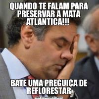 QUANDO TE FALAM PARA PRESERVAR A MATA ATLANTICA!!! BATE UMA PREGUIÇA DE REFLORESTAR
