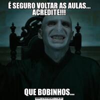 É SEGURO VOLTAR AS AULAS... ACREDITE!!!QUE BOBINHOS...