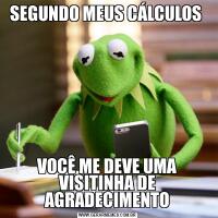 SEGUNDO MEUS CÁLCULOS VOCÊ ME DEVE UMA VISITINHA DE AGRADECIMENTO