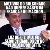 MOTIVOS DO BOLSONARO NÃO QUERER SABER DA FRANÇA E DO MACRONLUZ DE FREIO, LUZ DE SERVICE E MODO ECO NO PEUGEOT E BRIGITTE 
