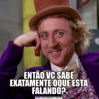 ENTÃO VC SABE EXATAMENTE OQUE ESTA FALANDO?