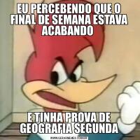 EU PERCEBENDO QUE O FINAL DE SEMANA ESTAVA ACABANDO E TINHA PROVA DE GEOGRAFIA SEGUNDA