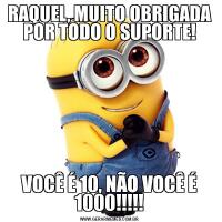 RAQUEL, MUITO OBRIGADA POR TODO O SUPORTE!VOCÊ É 10, NÃO VOCÊ É 1000!!!!!