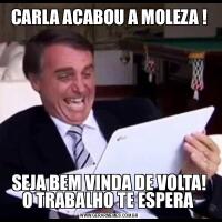 CARLA ACABOU A MOLEZA !SEJA BEM VINDA DE VOLTA! O TRABALHO TE ESPERA 