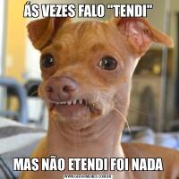 ÁS VEZES FALO &QUOT;TENDI&QUOT;MAS NÃO ETENDI FOI NADA