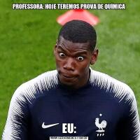 PROFESSORA: HOJE TEREMOS PROVA DE QUÍMICAEU: