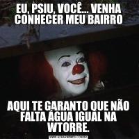 EU, PSIU, VOCÊ... VENHA CONHECER MEU BAIRROAQUI TE GARANTO QUE NÃO FALTA ÁGUA IGUAL NA WTORRE.