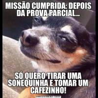 MISSÃO CUMPRIDA: DEPOIS DA PROVA PARCIAL...SÓ QUERO TIRAR UMA SONEQUINHA E TOMAR UM CAFEZINHO!