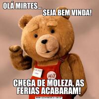OLÁ MIRTES...                                                                     SEJA BEM VINDA!CHEGA DE MOLEZA, AS FÉRIAS ACABARAM!