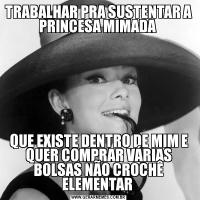 TRABALHAR PRA SUSTENTAR A PRINCESA MIMADA QUE EXISTE DENTRO DE MIM E QUER COMPRAR VÁRIAS BOLSAS NÃO CROCHÊ ELEMENTAR 