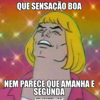 QUE SENSAÇÃO BOANEM PARECE QUE AMANHA E SEGUNDA