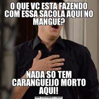 O QUE VC ESTA FAZENDO COM ESSA SACOLA AQUI NO MANGUE?NADA SO TEM CARANGUEIJO MORTO AQUI!
