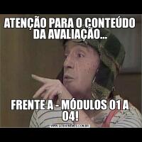 ATENÇÃO PARA O CONTEÚDO DA AVALIAÇÃO...FRENTE A - MÓDULOS 01 A 04!
